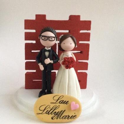 Wedding Cake Topper With Chinese Wording Double..